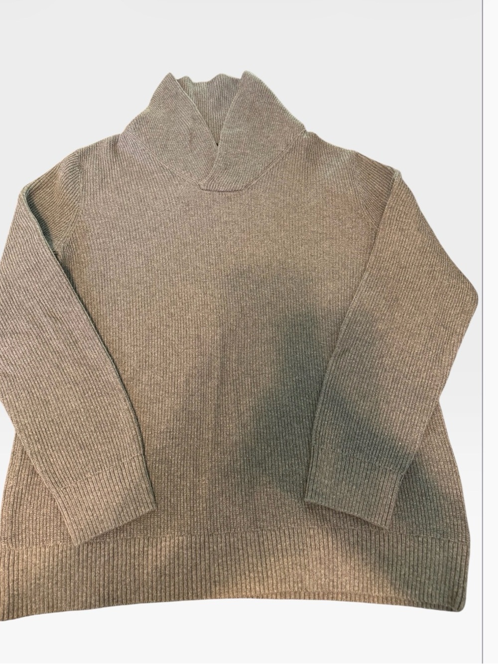 Express Men’s Ribbed Cowl Neck Sweater Taupe Brown Size L